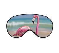 One Pink Flamingo on Beach Schlafmaske, lichtblockierende Augenmaske, bequem und weich, Augenabdeckung mit Gummiband, geeignet für Männer und Frauen, geeignet für Reisen/Schlafen