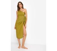 One-Shoulder-Kleid LSCN BY LASCANA, Damen, Gr. 46, N-Gr, grün, Web, Obermaterial: 100% Viskose, unifarben, figurumspielend ca. Mitte Wade, Kleider One-Shoulder-Kleid, mit goldfarbenen Zieraccessoire a