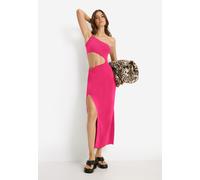 One-Shoulder-Kleid LSCN BY LASCANA, Damen, Gr. 46, N-Gr, pink (fuchsia rose), Jersey, Obermaterial: 47% Baumwolle, 47% Modal, 6% Elasthan, unifarben, figurbetont lang, asymmetrischer Ausschnitt, Kleid