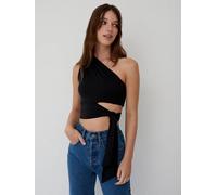 One-Shoulder-Top LEGER "Leia, LeGer by Lena Gercke", Damen, Gr. 42, schwarz, Web, Obermaterial: 90% Polyester, 10% Elasthan, regular fit taillenlang, asymmetrischer Ausschnitt, Tops, Regular fit im as
