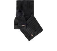 One Size BARBOUR SALTBURN SCHWARZES MÜTZE + SCHAL SET