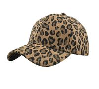 (One Size,Coffee)Unisex Baseball Cap Sun Protection Adjustable Circumference Anti-UV Leopard Print Dome Hiking Traveling Shopping Cap