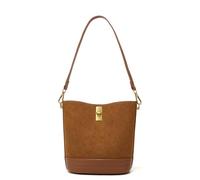 ONE2MAY Kleine Eimertasche für Damen, Schultertasche, Crossbody-Tasche, Mini-Handtasche aus Wildlederimitat, Caramel