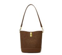 ONE2MAY Kleine Eimertasche für Damen, Schultertasche, Crossbody-Tasche, Mini-Handtasche aus Wildlederimitat, Braun, Small/Medium