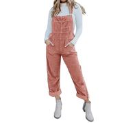 Onedreamer Damen Cord-Overall mit verstellbaren Trägern Baggy Bib Jumpsuit Casual mit Taschen, Pink, Small