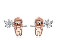 OneFaultier-Ohrstecker, 925er Sterlingsilber, niedliche Faultier-Ohrstecker, Schraubverschluss, Tardigrade-Schmuck, Geburtstagsgeschenk für Mädchen und Frauen