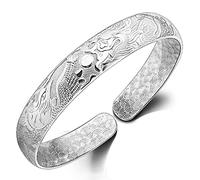 Onefeart Sterling Silber Armreif Für Damen Armband Für Mädchen Drachen Und Phoenix 10x55MM Chinesischer Stil