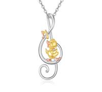 ONEFINITY Ente Kette 925 Sterling Silber Musik Note Tiere Anhänger Ente Schmuck Geschenke für Damen