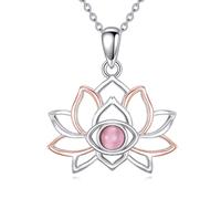 ONEFINITY Evil Eye Lotus Halskette 925 Sterling Silber Lotus Anhänger Halskette Evil Eye Schmuck für Frauen