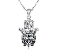 ONEFINITY Hamsa Kette 925 Sterling Silber Hamsa Fatima Böser Blick Lotus Anhänger Halskette Schutz Halsketten Schmuck Geschenke für Frauen Männer