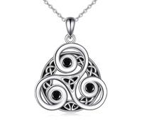 ONEFINITY Keltische Halskette 925 Sterling Silber Mond Wikinger Anhänger Triskele Triskelion Halskette Keltische Schmuck Geschenke für Damen Männer (Triskele 2)