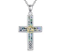 ONEFINITY Nüchternheitsgeschenke S925 Sterling Silber Abalone Muschel Kreuz Aa Nüchternheit Anhänger Halskette Alkoholiker Anonymous Schmuck Geschenke Für Frauen
