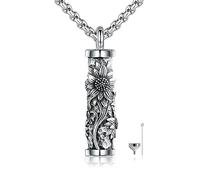 ONEFINITY Sonnenblume Urne Kette für Asche 925 Sterling Silber Sonnenblume Anhänger Keepsake Kremations Schmuck Geschenke für Damen Herren