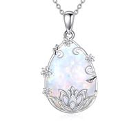 ONEFINTITY Lotus Kette 925er Sterling Silber Lotus Anhänger Kette Blumen Schmuck, Geschenk für Damen