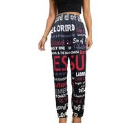 oneforus Damen Jesus Grafik Buchstabendruck Elastische Taille Jogginghose Farbblock Kuschelige Laufhose Jogginghose