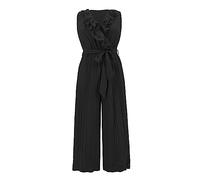 oneforus Elegante Jumpsuits für Damen mit V-Ausschnitt ärmelloser Strampler mit weitem Bein Hoher elastischer Taille mit Rüschen Fließender plissierter Jumpsuit mit Gürtel für Damen