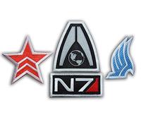 ONEKOOL Mass Effect N7 Fancy Dress Iron on Patch - Set of 4 Embroidered Badges, Aufnäher Bügelbild Iron on Patches Applikation, New by