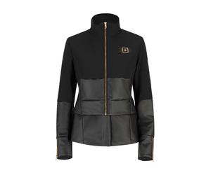 ONEMORE 471 Zweiteilige Damen Cropped Jacke mit Kunstpelz Bolero black-champagne S