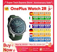 2024 Smartwatch OnePlus Watch 2R 1,43'' AMOLED-Bildschirm Snapdragon W5 Gen 1+ BES2700 WiFi-Wear-Betriebssystem mit 100 Stunden Akkulaufzeit von Google GPS Gunmetal Gray