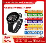 OnePlus Watch 3 43 mm Smartwatch 1,32 Zoll AMOLED-Display Snapdragon W5 Gen 1, 7 Tage Akkulaufzeit Bluetooth 5.2 NFC Google Wallet, SpO2, Schlaf-Blutsauerstoff, Herzfrequenzmessung, über 100 originale