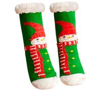 Oneshlee Weihnachtssocken für Damen und Herren - Kuschelsocken, Stoppersocken, Dicke Socken, Hüttensocken, Antirutschsocken, Haussocken - Flauschige Wintersocken (Grün)