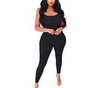 Onesie Crop Yoga Jumpsuit Damen Lang Einteiler Sommer Frühling Playsuits Ohne Träger Trainingsanzug Eng Sportanzug Lang Bodysuit Strampler Baumwolle Jogginganzug Bodycon Outfit Streetwear Overall