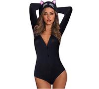 onesie damen kurz V-Ausschnitt Langarm Jumpsuit Sexy Katzen overall Leopard Hase Erwachsenen Hausanzug Pyjama Schlafoverall Schlafanzug Tier Strampler Einteiler playsuit cosplay Kostüme Outfits