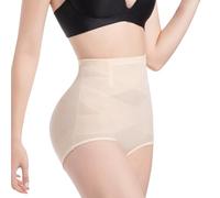 ONEW Shapewear Unterhose Damen Bauchweg Miederhose Hoch Taillen Bauchkontrolle Miederslip Figurformende Unterwäsche Taillen Trainer Miederpant Body Shaper Beige 2XL