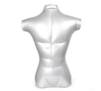 Oniissy Tragbare aufblasbare männliche Schaufensterpuppe - Silberfarbenes PVC-Halbkörper-Display Modell für Kleidung, Schmuck, Schal, Ausstellung - 72 cm hoch, 53 cm Schulterbreite, 90 cm Brust