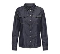 ONLY Damen Jeans-Bluse Jeanshemd ONLAlexa Damenbluse in Denim-Optik 15315185 Dark Blue Denim Rinse M