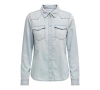 ONLY Damen Jeans-Bluse Jeanshemd ONLAlexa Damenbluse in Denim-Optik 15315185 Light Blue Denim XS