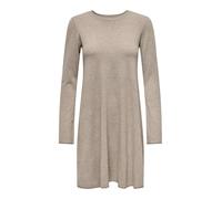 Midikleid ONLY "ONLAMALIO LIFE LS ONECK DRESS KNT", Damen, Gr. L, N-Gr, braun (fungi detail:melange), Obermaterial: 100% Polyester, meliert, modisch, loose fit, Rundhals, Langarm, Kleider, Sommerkleid
