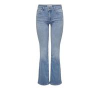 Bootcut-Jeans ONLY "ONLANN MID FLARED DNM SOO611 NOOS", Damen, Gr. XL (42), Länge 32, blau (light blau denim), Denim/Jeans, Obermaterial: 86% Baumwolle, 13% Polyester, 1% Elasthan, unifarben, modisch,