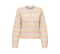 ONLY Rundhalspullover ONLASA LS O-NECK KNT Damen Gr. M gestreift Birch 60/40 Baumw./Polyacryl