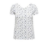 ONLY Damen T-Shirt - ONLBERA BACK LACE UP TO, Rundhals, Viskose Weiß/Blau M