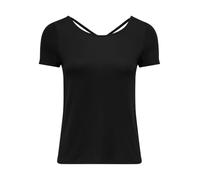 ONLY Damen T-Shirt - ONLBERA BACK LACE UP TO, Rundhals, Viskose Schwarz S