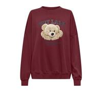 ONLY Sweatshirt ONLBILA L/S BEAR O‑NECK bedruckt Rundhals Cabernet Damen Gr. M