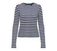 Langarmshirt ONLY "ONLBIRGITTE L/S O-NECK TOP JRS", Damen, Gr. S, naval academy stripes:cloud dancer, Jersey, Obermaterial: 69% Viskose, 30% Polyester, 1% Elasthan, gestreift, regular fit, Rundhals, S