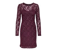 Minikleid ONLY "ONLBLAISE L/S O-NECK DRESS JRS", Damen, Gr. S, N-Gr, mauve wine, Jersey, Obermaterial: 100% Polyester, unifarben, Rundhals, Kleider, Sommerkleid (36158960-S) mauve wine