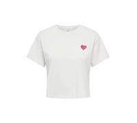 ONLY Damen T-Shirt - ONLBRIANNA LIFE O-NECK TOP BOX, Rundhals, Cropped, Regular Fit, Baumwolle Weiß S