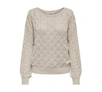 Only Strickpullover mit Lochstickerei Modell 'Brynn life' in Sand, Größe M