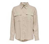 Only Oversized Leinenbluse mit Brustpattentaschen Modell 'CARO' in Sand, Größe S