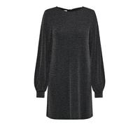 ONLY Damen ONLCAROL L/S Glitter Bow Dress JRS Kleid, Black/Detail:Harlekin Silver, Small