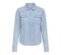 Only Jeansbluse ONLCHARLIZE Damen Gr. M light blau denim 100% Baumwolle regular fit mit Brusttasche
