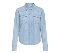 Jeansbluse ONLY "ONLCHARLIZE LS DNM SHIRT AKM NOOS", Damen, Gr. S, light blau denim, Denim/Jeans, Obermaterial: 100% Baumwolle, unifarben, regular fit hüftbedeckend, Blusen Jeansbluse, mit Brusttasche