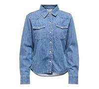 Jeansbluse ONLY "ONLCHARLIZE LS DNM SHIRT AKM NOOS", Damen, Gr. XL, medium blau denim, Denim/Jeans, Obermaterial: 100% Baumwolle, unifarben, regular fit hüftbedeckend, Blusen Jeansbluse, mit Brusttasc