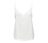 Spaghettitop ONLY "ONLDEBBIE SINGLET NOOS WVN", Damen, Gr. 34, cloud dancer, Web, Obermaterial: 100% Polyester, unifarben, regular fit normal, V-Ausschnitt, Tops, Kunstfaser, regular fit, Rundhals (94