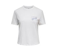 Kurzarmshirt ONLY "ONLDINA S/S CLUB TOP BOX JRS", Damen, Gr. S, hellweiß print:sunset, Jersey, Obermaterial: 100% Baumwolle, bedruckt, regular fit normal, Rundhals, Shirts, Baumwolle, regular fit, Run