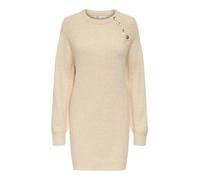 Midikleid ONLY "ONLEMMA LIFE LS BUTTON ONEC DRESS CC KNT", Damen, Gr. M, N-Gr, pumice stone detail:melange, gold button, Obermaterial: 50% Polyacryl, 50% Polyester, meliert, regular fit, Rundhals, Rip