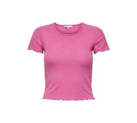 Rundhalsshirt ONLY "ONLEMMA S/S SHORT TOP NOOS JRS", Damen, Gr. S (36), pink (azalea pink), Jersey, Obermaterial: 65% Polyester, 30% Viskose, 5% Elasthan, unifarben, regular fit kurz, Rundhals, gewell